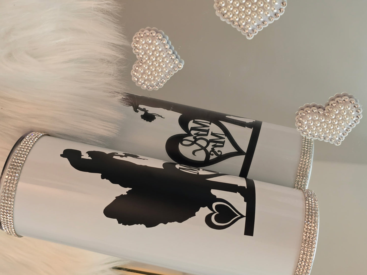 Rhinestones Personalized thermal tumblers.