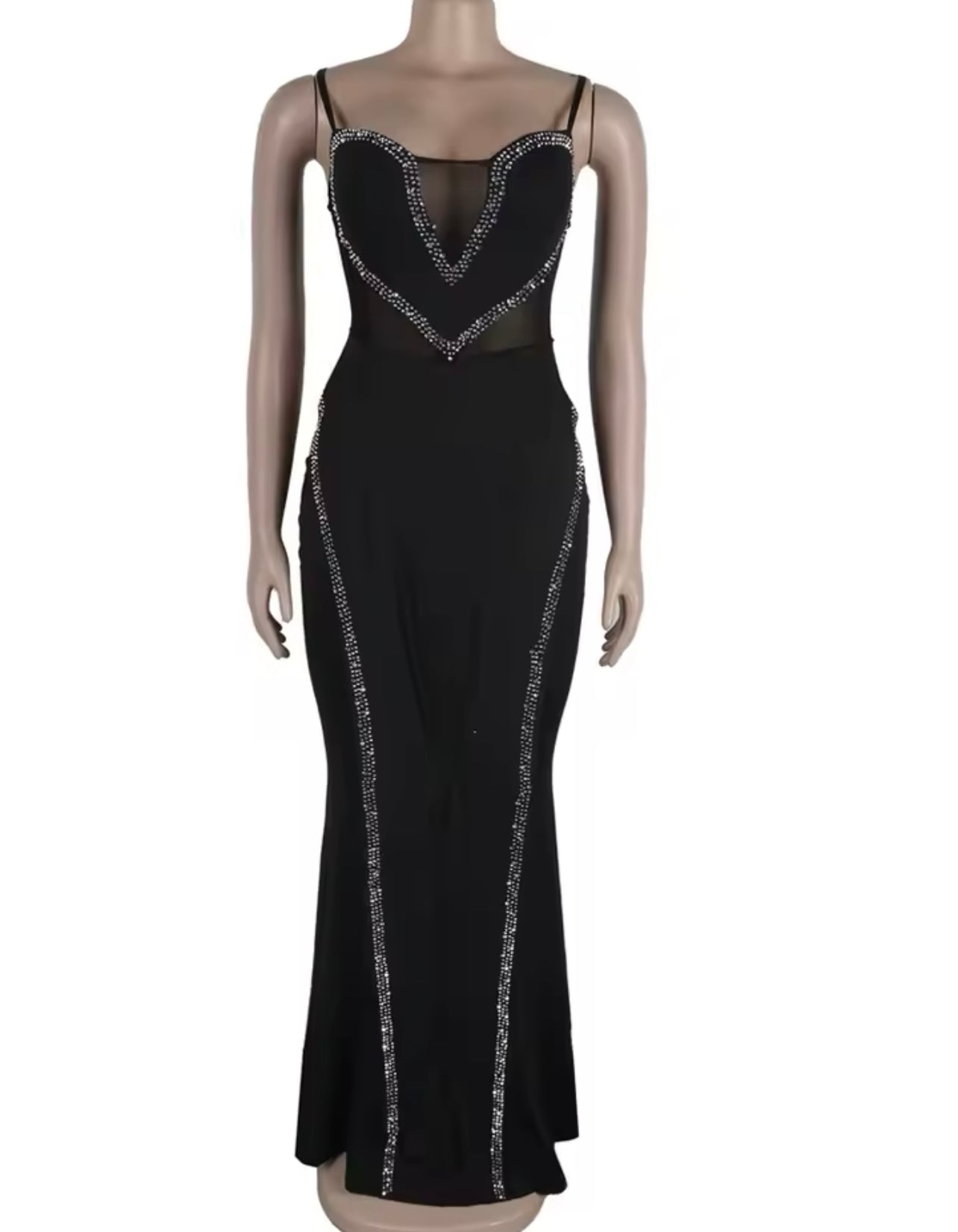 Sleeveless Strap Rhinestone Long Maxi Dress Sequined Fashion Evening Sexy Party Club Birthday Dresses