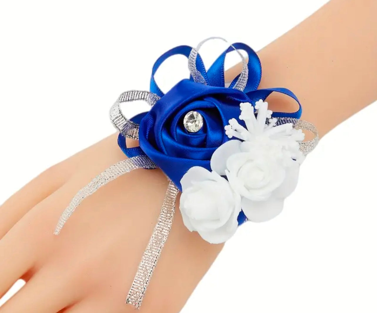 Elegant Silk Foam Rose Wrist Corsage with Faux Pearls & Rhinestones - Perfect for Bride, Bridesmaids, Mother of the Groom/Bridegroom at Weddings, Anniversaries, Proms, and Special Occasions.