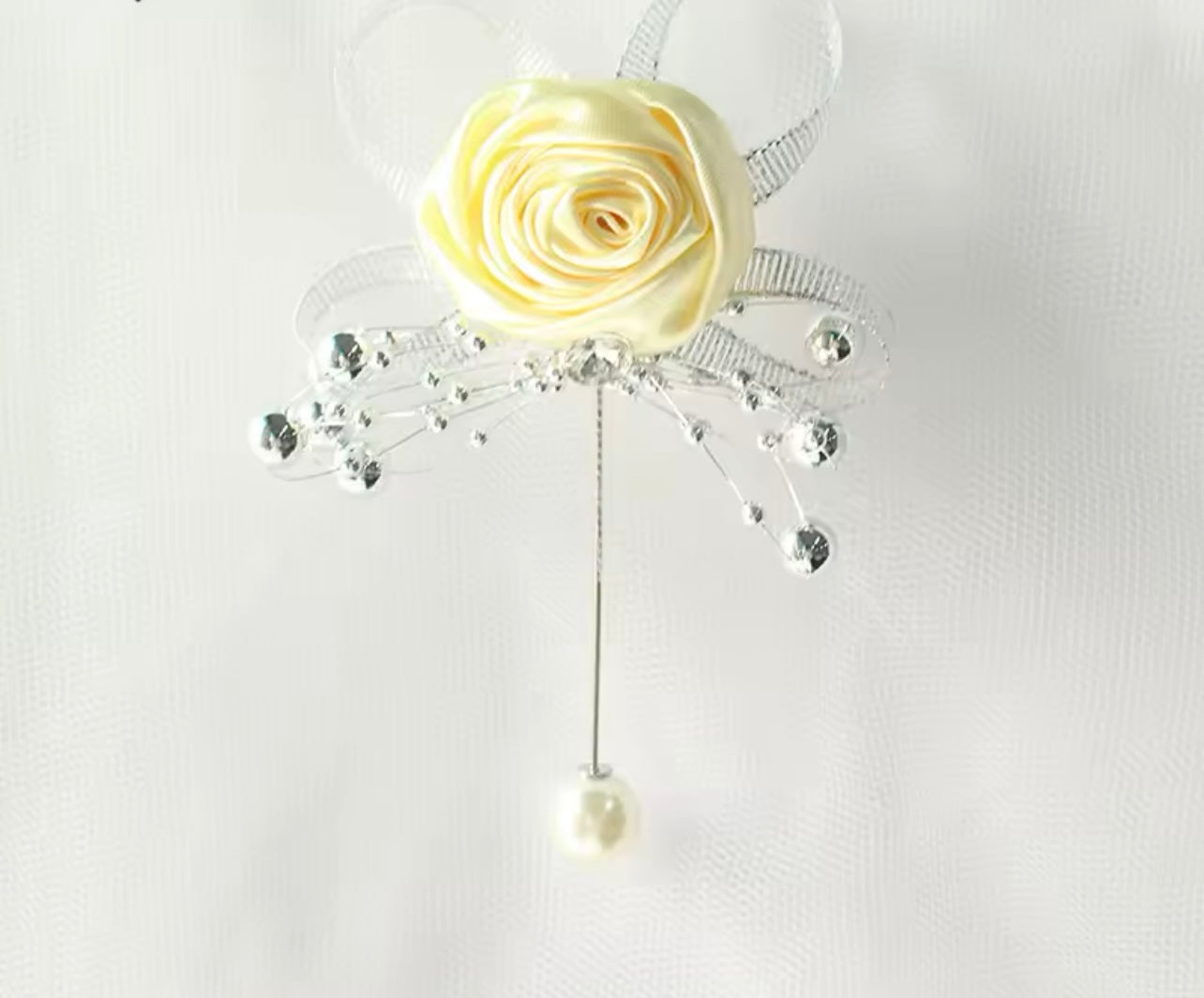 Rose Silk Bridesmaid Rhinestone Brooch Wedding Corsages and Boutonnieres for Groomsman.