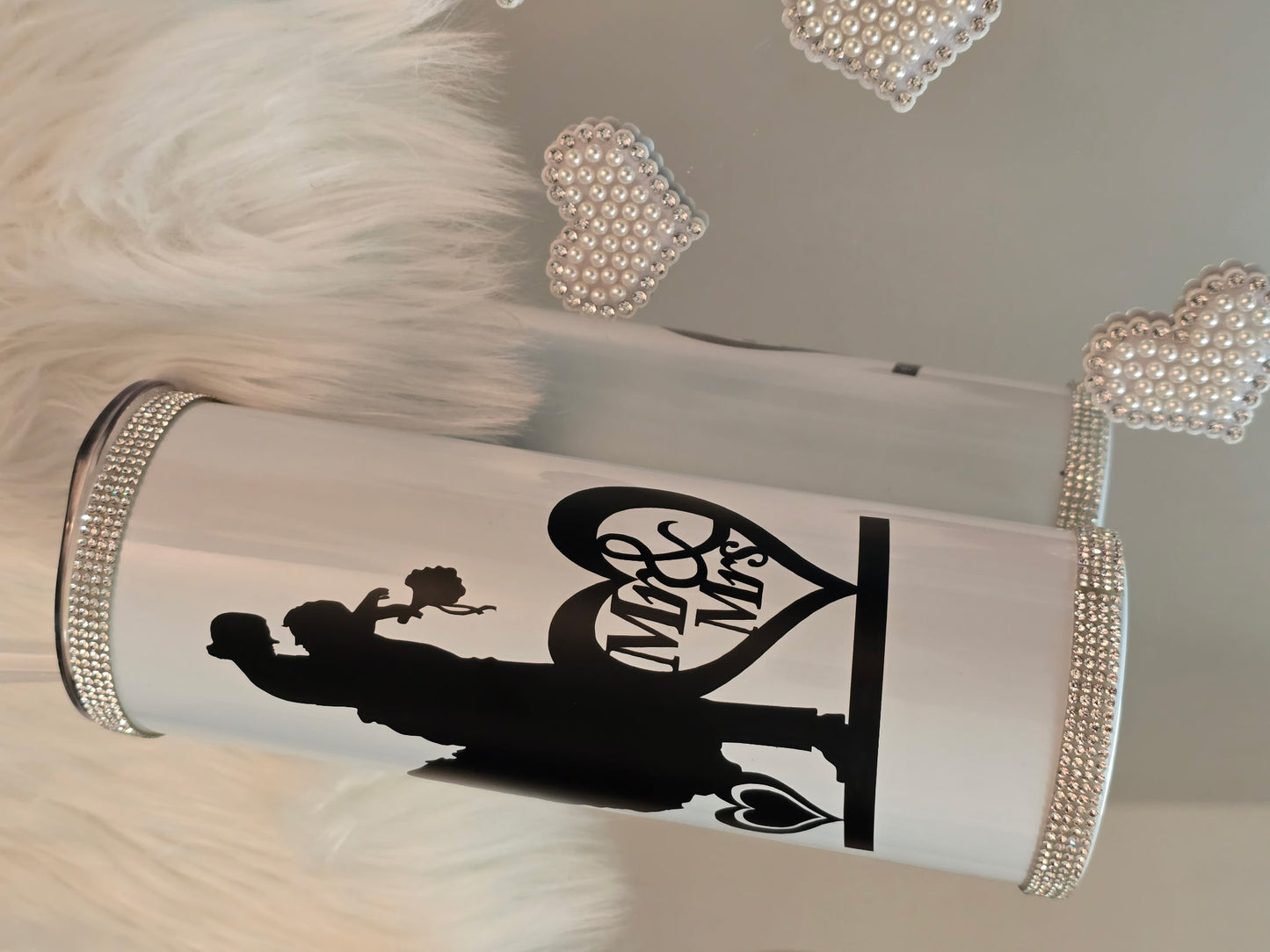 Rhinestones Personalized thermal tumblers.