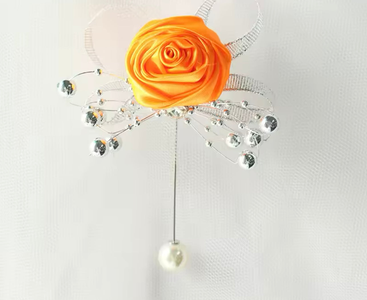 Rose Silk Bridesmaid Rhinestone Brooch Wedding Corsages and Boutonnieres for Groomsman.